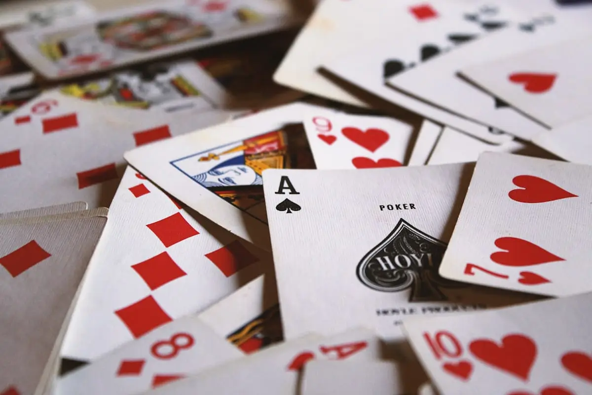 Playing cards arranged on a table