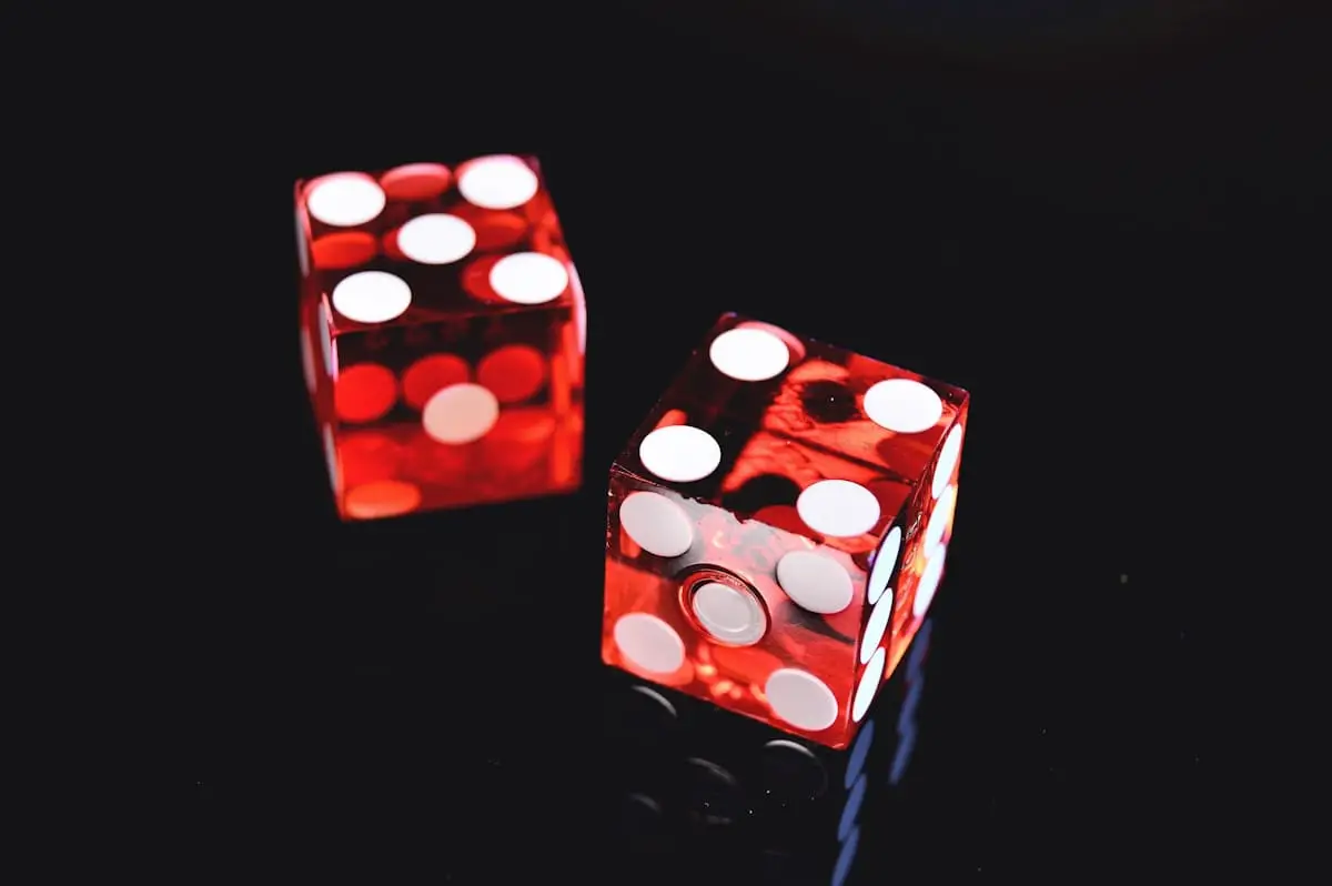 Pair of dice on a dark surface