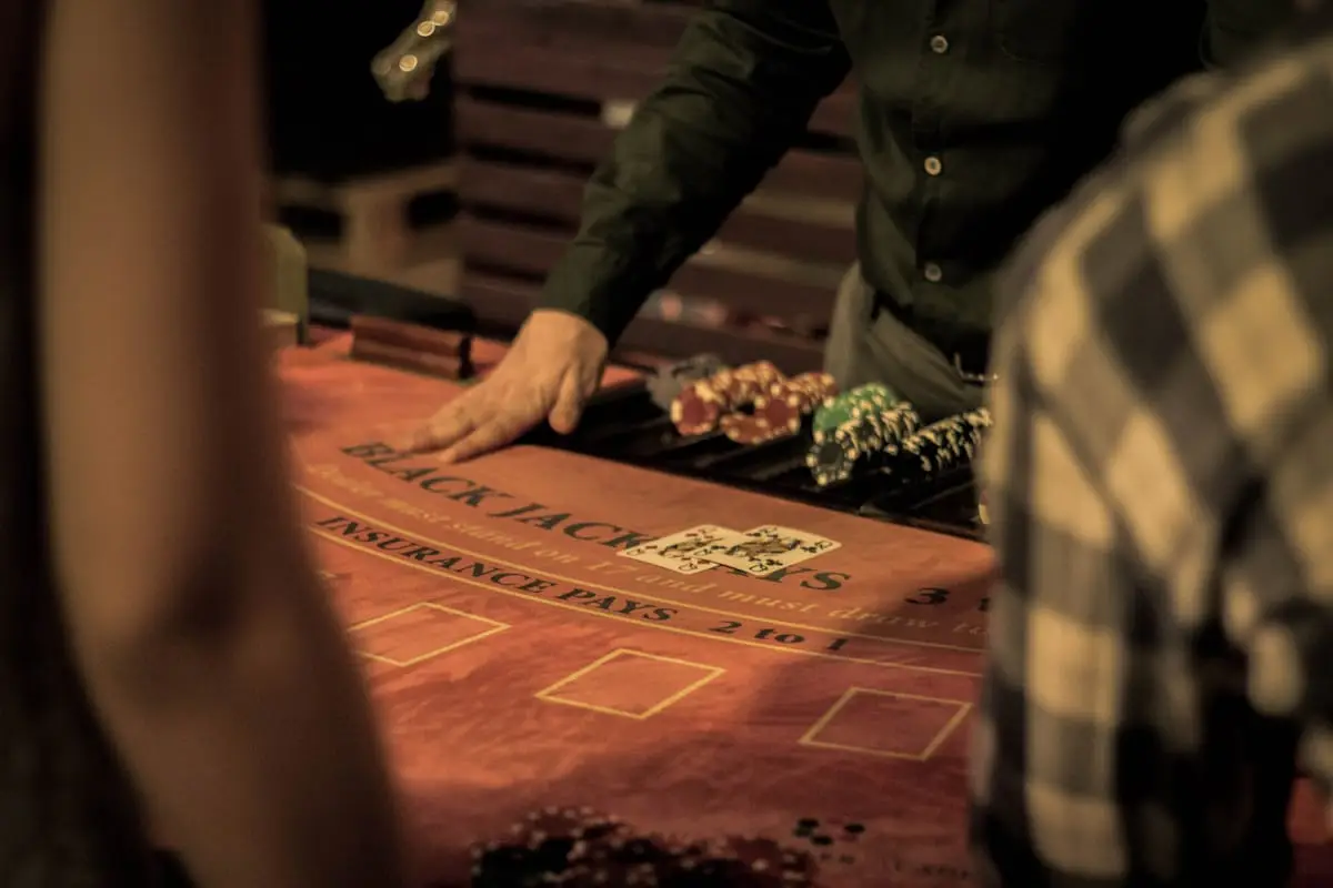 Casino table game with dealer and guests