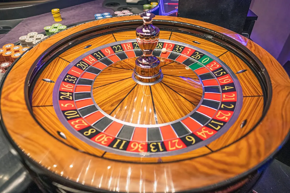 Roulette wheel on a gaming table