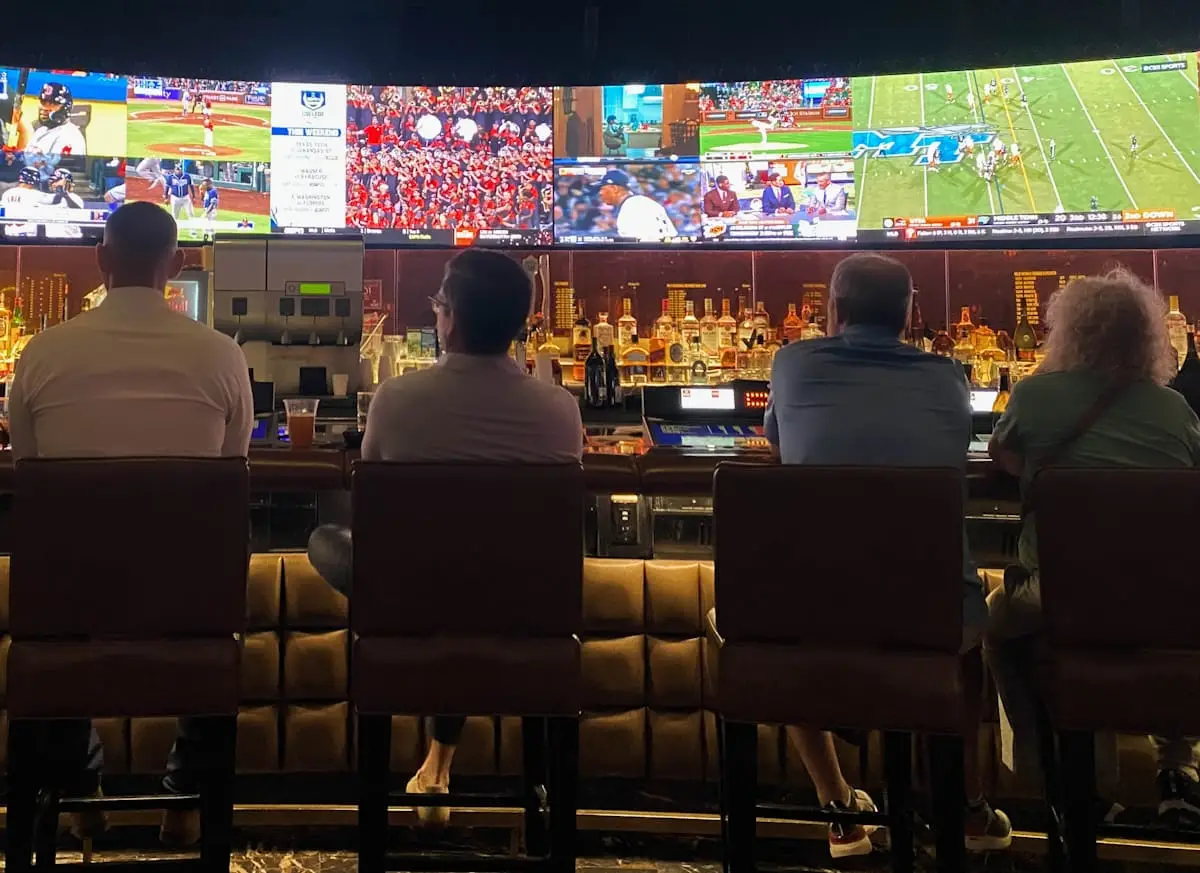 Casino lounge with gaming screens