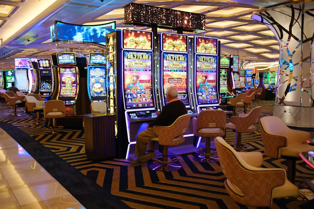 Spacious casino floor with slot machines