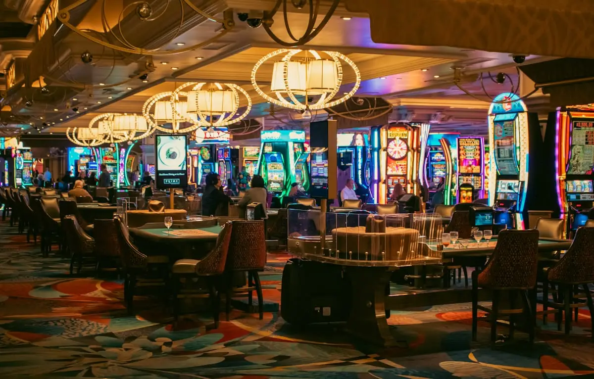 Casino floor with table games and machines